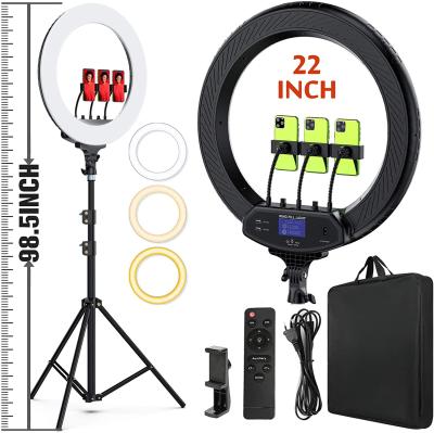 China Color Temperature 3200K-6500K Remote Adjustable 22inch LCD Display Radio Plastic ABS+ Ring Light For YouTube Facebookk for sale