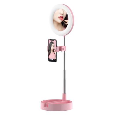 China Foldable for Live Broadcast Ring Light Stand with Flexible USB Selfie LED Ring Light Foldable Phone Holder for sale