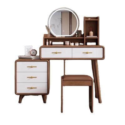 China (Others)Adjustable Luxury Modern Home Bedroom Furniture Set Mirror Makeup Dresser Wooden Top Dressing Table for sale