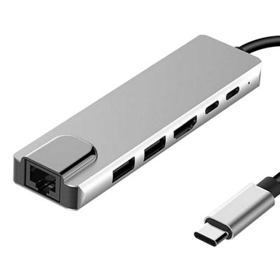 China Type C Hub Adapter Aluminum Alloy USB Dock (with 4K HD PD RJ45 Ethernet) None For MacBook None for sale