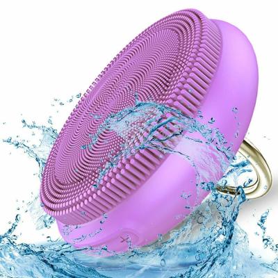 China Cleaning Brush Ring Buckle Silicone Face Cleaner Rechargeable Portable Electric Vacuum Facial Massager for sale