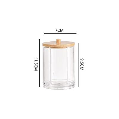 China Home storage Clear acrylic storage box Round cotton swab box Makeup tool box Bathroom storage jar for sale