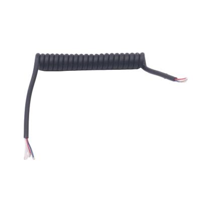 China Overhead Two-core Flexible Retractable Spiral Spring Coiled Electrical Cable Wires for sale