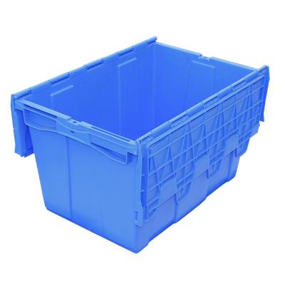 China High quality plastic moving boxes wholesale plastic stackable industrial packing nestable crate with lid for sale