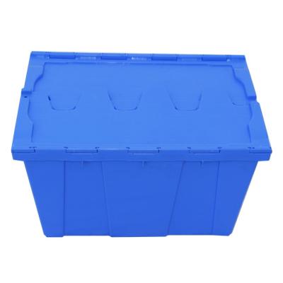 China Industrial Moving Box High Capacity Plastic Storage Crate with Lid 600*400*270mm Size for sale