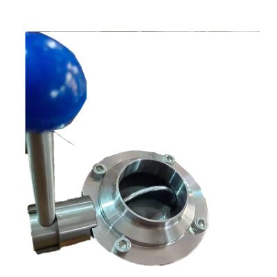 China General Factory Price Customized DN50 DN65 Sanitary Manual Pull Handle Butterfly Valve, SS304&316 Stainless Steel Butterfly Valve for sale