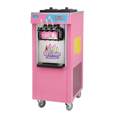 China Low MOQ Soft Serve Ice Cream Machine Snack Machine Pink 3 Flavors Ice Cream Machine From Factory for sale