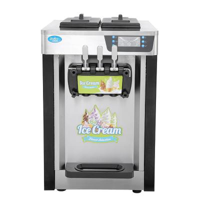 China Commercial Snack Factory 3 Flavors Stainless Steel Ice Cream Cone Maker Making Machine Refrigerator Soft Serve Ice Cream Machine for sale