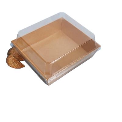 China Recyclable Take Away Wholesale Brown Square Kraft Paper Cake Boxes Sandwich Bakery Boxes With Window for sale