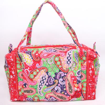 China 2019 high quality environmental protection factory made cotton red floral quilted duffel bag with logo for sale