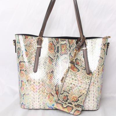 China Fashion Fashion Snake Pattern PU Tote Bag With Shoulder Strap for sale