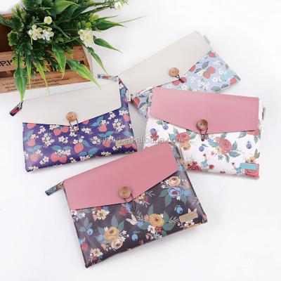 China Fashoion High Grade Fruit Printing PU Cosmetic Bags Organized Wallet Pouch With Flap for sale