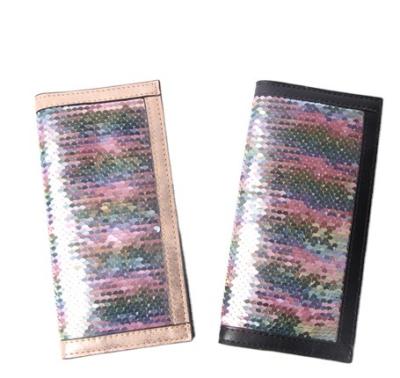 China Sequin Fashion China Factory Wholesale Two Sides Women Sequin Glitter PU Wallet for sale