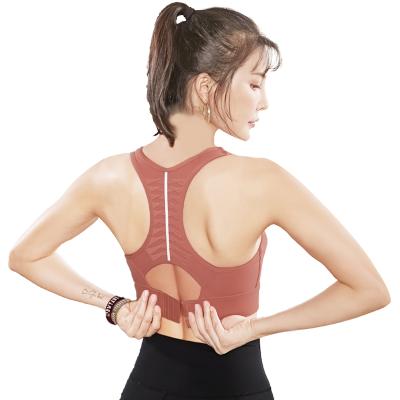 China Breathable High Intensity Exercise Elasticity Anti-sagging Gather Invest Cross Back Reflectors Sports Yoga Bra For Woman for sale