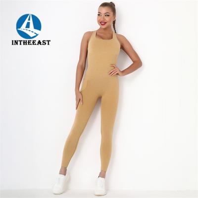 China Solid Color Yoga Overalls Women's Sports Fitness Jumpsuit Breathable Yoga Onesie for sale