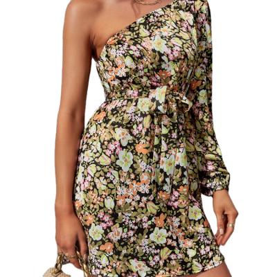 China Newest Design Anti-wrinkle Backless Floral Knee Long Ruffle Holiday Dress Summer Women's Casual Women for sale