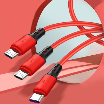 China As Shown 3 in 1 USB Cable for iPhone Samsung Huawei Fast Charging Micro USB Type C 5A Cable Type-C USBC Data Wire 3 in1 USB Cord for sale