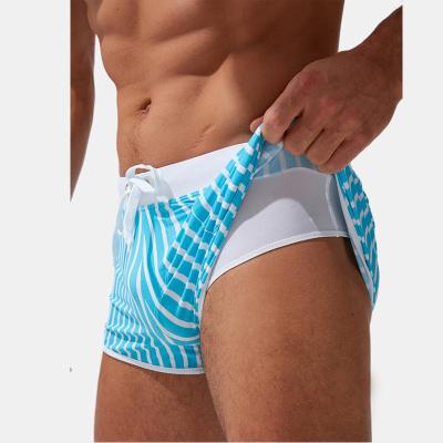 China Breathable Swimming Shorts Quick Dry Surf Mens Swimming Shorts Safe Trunk Shorts Beach Swim Briefs Man Swimsuit Stripe Colors Various for sale