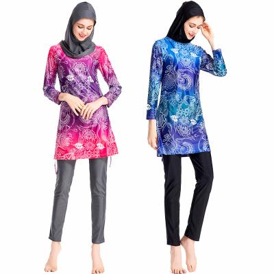 China Modest Swimsuits Two Pieces Long Sleeve Full Sleeve Printing Muslim Swimwear Women Hijab Swimming Wear for Girls for Adult for sale