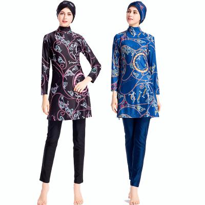 China Print Soft Cover Up Swimming Clothes For Muslim Two Piece Long Sleeve With Hijab Women Islamic Swimsuit Female Beach Swimming for sale