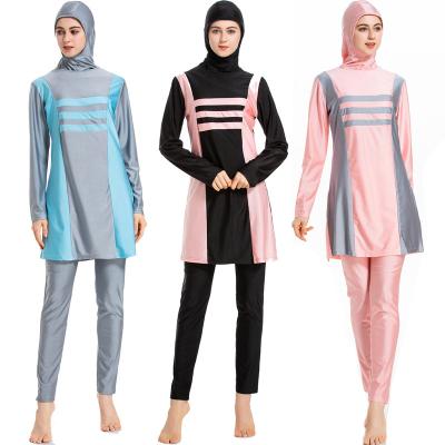 China Soft Muslim Swimming Suit Girls Female Islamic Swimwear Both Pieces With Hijab Swimsuit Women Long Cover Up for sale