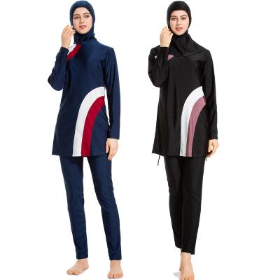 China Soft Muslim Lady Swimming Dress Two Pieces Long Sleeve With Hijab Swimwear Women Swimsuit Islamic Swimwear Cover Up for sale