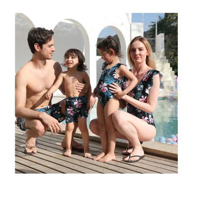 China Breathable Men's Trunks Print Wholesale Family Swimwear One-Piece Children's Swimwear Matching Women's Trunks for sale