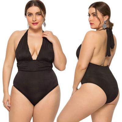 China Plus Size Deep V Neckline Plus Size Swimwear Women Bandeau Bikini Swimwear Binding Female Backless Bathing Suit Beach Bikini for sale