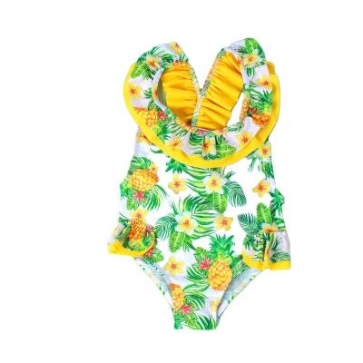 China Baby Floral Print Swimwear Girls Swimwear Hot Selling Cute Kids Swimwear Breathable One Piece With Back Bowknot Swimming Wear for sale