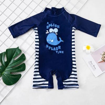 China One Piece Toddler Baby Kid Beach Swimwear Kids Infants Boys Breathable Swimwear Long Sleeve With Hat UV Protection Swim Briefs for sale