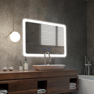 China High Quality Illuminated Wall Mounted Smart Led Smart Mirror Touch Screen Vanity Bathroom Mirror With Time Display for sale