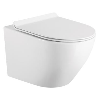 China Concealed cistern made in china p trap 180mm european high quality siding in rimless ceramic round wall-hung tankless toielt wall mounted for sale