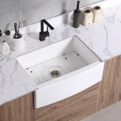 China Without Faucet New Style Single Bowl Hand Dish Wash Basin White Ceramic Kitchen Sink for sale