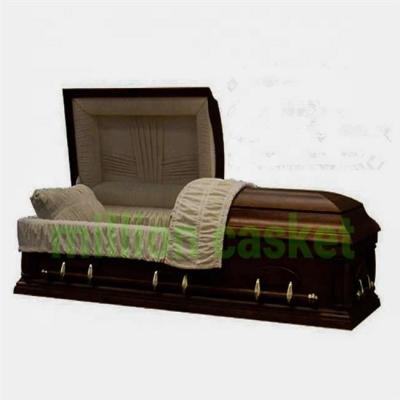 China American Style Pecan Wood Casket / Funeral Casket Cardboard Package for sale