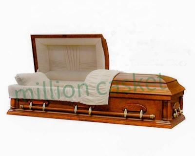 China Pecan Style American Style Wood Veneer Casket Funeral Supplies DH-018 for sale