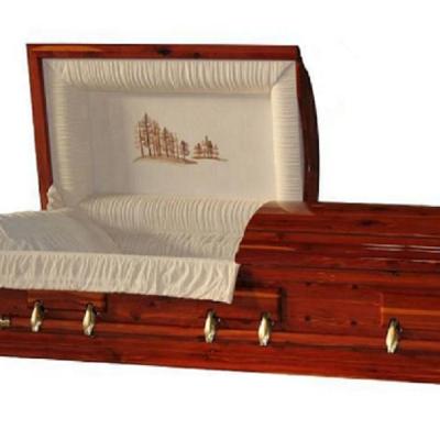 China American Style Cedar Veneer Casket With Full Size Wood Casket Funeral Accessories for sale