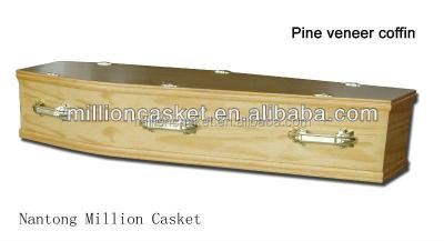 China DH-103 Style Pine Natural Veneer Wooden Casket Natural Size Caskets Online for sale