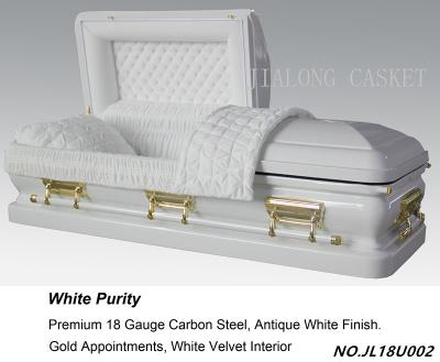 China American Style White Purity --White Handle Metal Casket In American Style Casket For Undertakers In China for sale