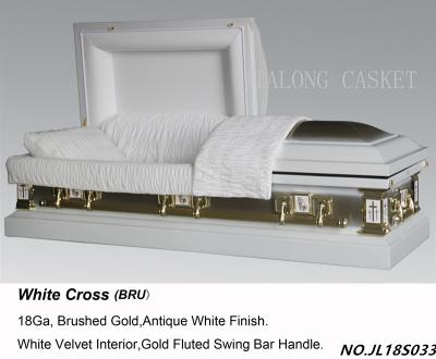 China White Cross BRU America Style Metal Casket American Style From CHINA Supplier for sale