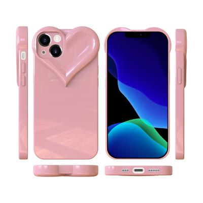 China Cute and pink love heart shockproof tpu phone case phone case for iphone 11 12 suitable for couple case for sale