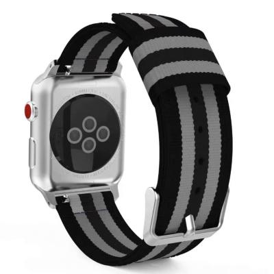 China Hot Selling Fabric NATO Woven Nylon Watch Band For Apple Watch Series 5 Luxury Band 44mm for sale