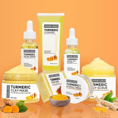 China Anti Aging Acne Korean Facial Beauty Turmeric Face Skin Care Set Organic Private Label Whitening Turmeric Skin Care Set For Women for sale