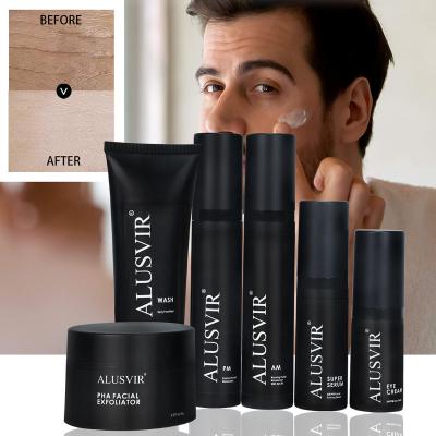 China Custom Natural Organic Whitening Anti Aging Black Logo Korean Mens Facial Care Anti Aging Skin Care Set (New) For Men for sale