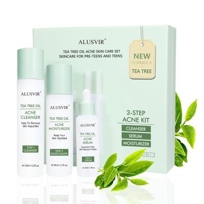 China Korean Natural Organic Skin Care Anti Tea Tree Kids Acne Treatment Beauty Acne Face Skin Revitalizer Moisturizing Facial Skin Care Set for sale