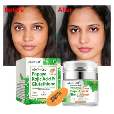 China Private Label Dark Skin Organic Papaya Glutathione Kojic Acid Face Whitening Whitening Moisturizer Night Cream Lotion For Dark Skin for sale