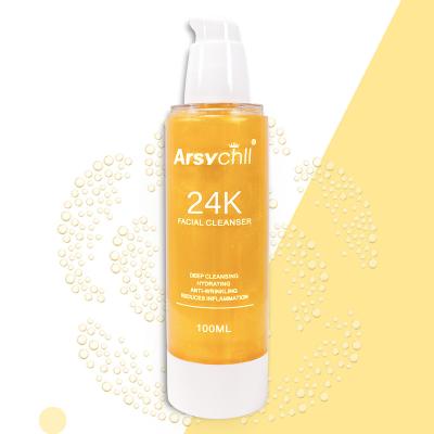 China Acne Treatment OEM Skin Care 24K Organic Natural Gold Detergent Face Wash Deep Cleansing Exfoliating Hydration Facial Private Label for sale