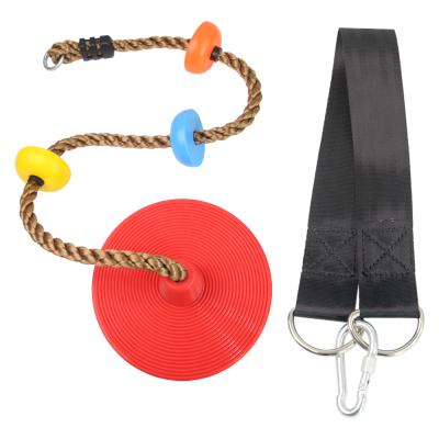 China Durable Climbing Rope with Disc Platforms and Swing Seat Set Playground Accessories Including Hanging Strap and Bonus Carabiner for sale