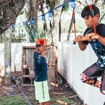 China Outdoor Sports Or Balance Training Sports Soft Backyard Booms Slackline Hanging Obstacles Ninja Warrior Obstacles For Family Playing Together for sale