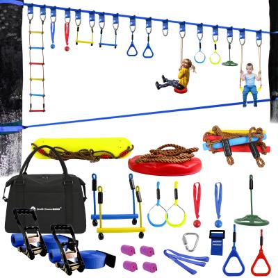 China Wholesale Outdoor Sports Or Balance Training Kids Playground Equipment Ninja Slackline Obstacle Courses With Outdoor Swing For Kid for sale