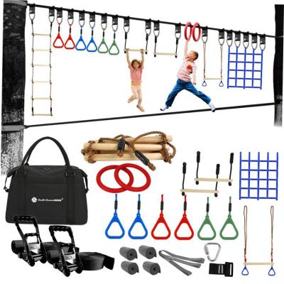 China Outdoor sports ninja warrior obstacle course or balance training kids ninja slackline backyard obstacle training course with outdoor swing for sale